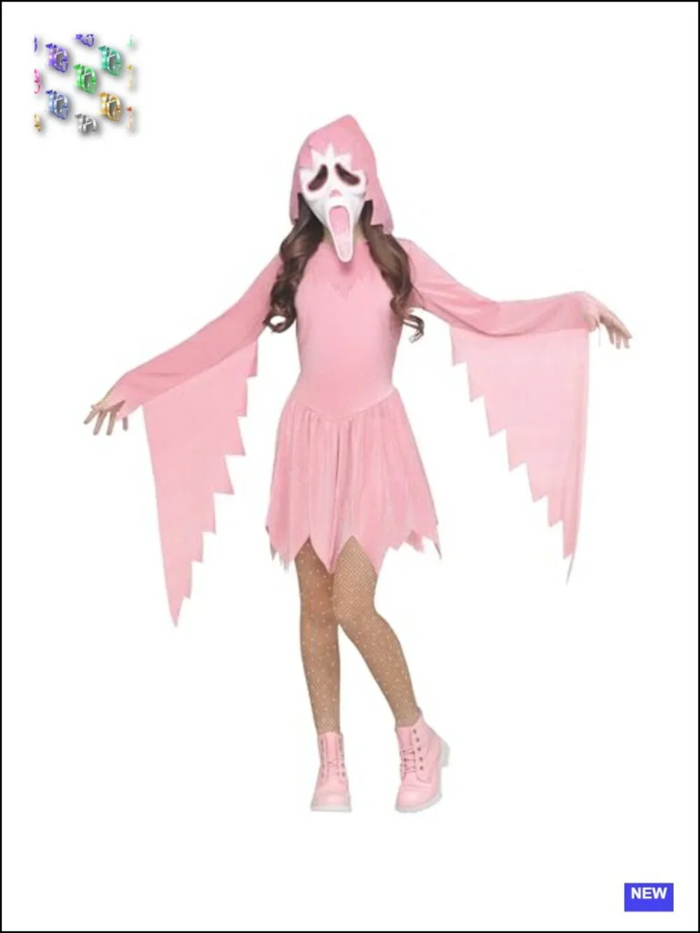 Kids Ghost Face Shimmer Costume Dress Set - Polyester Halloween Party Outfit